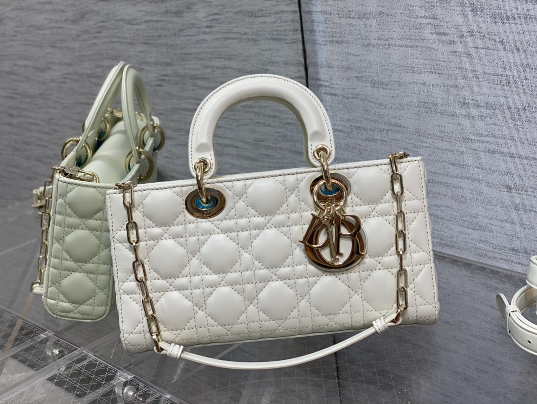 Medium Lady D-Joy Bag Latte Cannage Lambskin